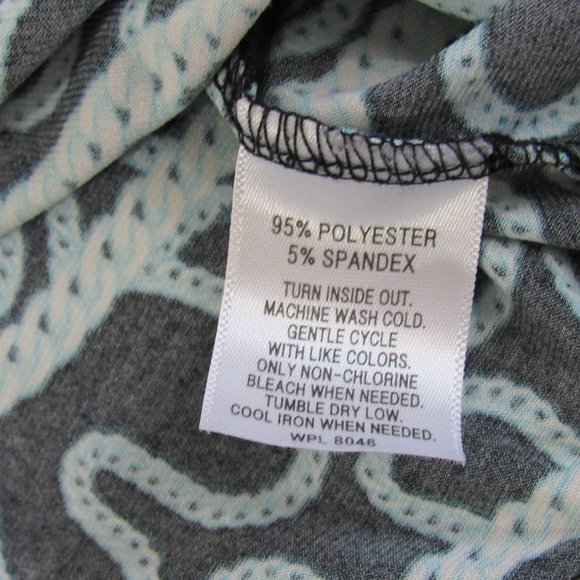 JM COLLECTION Women's Size M, Short Sleeve, Black, Blue Pullover stretch Top - Picture 7 of 7